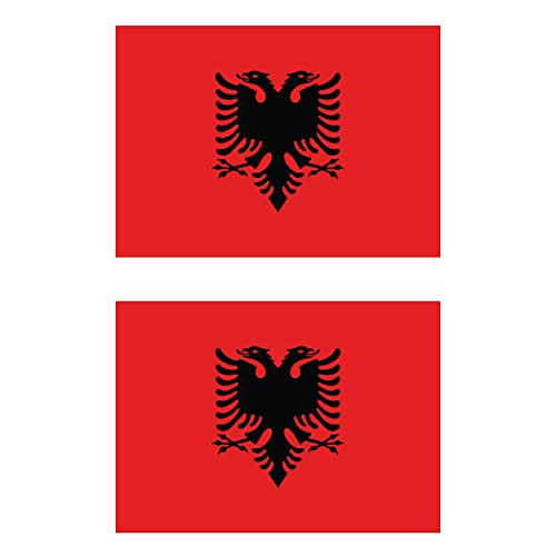 Two Pack Albanian Flag Sticker FA Graphix Decal Self Adhesive Vinyl Albania ALB AL