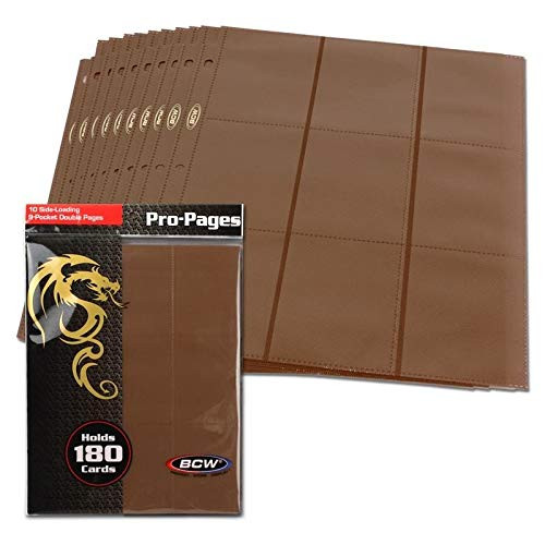 BCW 1-PRO18S-BRN Side Loading 18-Pocket Pro Pages - Brown