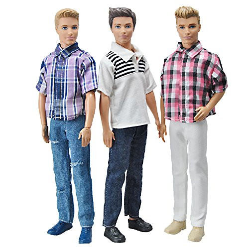 E-TING 3 Sets Casual Wear Plaid Doll Clothes Jacket Pants Outfits for Ken Barbie Dolls Gift E-TING 3 Sets Casual Wear Plaid Doll Clothes Jacket Pants Outfits for Ken Barbie Dolls Gift