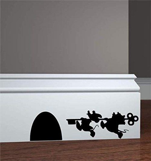 Mouse Hole Decals Jaq and Gus Mice with Key Sticker Cartoon Cute Mouse Holes Wall Decals 9 inches X 2.4 inches Set of 2 Black Mouse Hole Decals Jaq and Gus Mice with Key Sticker Cartoon Cute Mouse Holes Wall Decals 9 inches X 2.4 inches Set of 2 Black