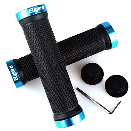 ELIgara Bike Handlebar Grips Non-Slip-Rubber Bicycle Handle Grip with Aluminum Lock Bike Grip for Scooter Cruiser Tricycle Wheel Chair Mountain Road Urban Foldable Bike MTB BMX  Blue