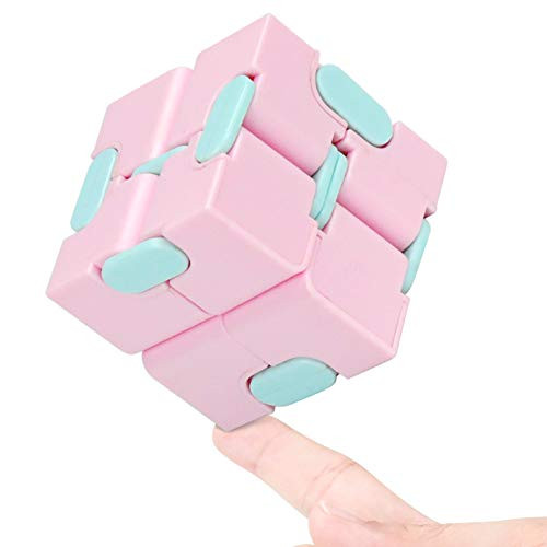 WUQID Infinity Cube Fidget Toy Stress Relieving Fidgeting Game for Kids and AdultsCute Mini Unique Gadget for Anxiety Relief and Kill Time  Macaron Pink