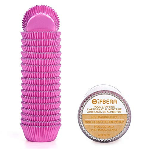 Gifbera Pink Foil Cupcake Liners Mini Size Muffin Baking Cups 300 Count Pink