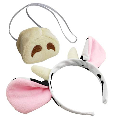 PIXNOR 2pcs Halloween Headband Cow Horns Hairband Animal Ears Hair Hoop Soft Cute Hair Accessories for Cosplay Costume Party Festival