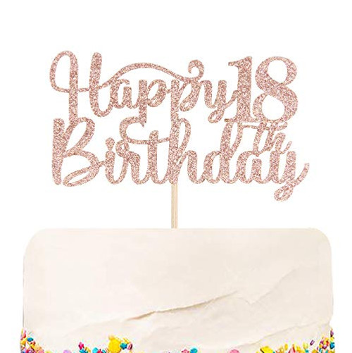 Halodete Glitter Happy 18th Birthday Cake Topper - 18th Birthday Anniversary Party Supplies - Cheers to 18 Years Party Decoration Rose Gold Halodete Glitter Happy 18th Birthday Cake Topper - 18th Birthday Anniversary Party Supplies - Cheers to 18 Years Party Decoration Rose Gold