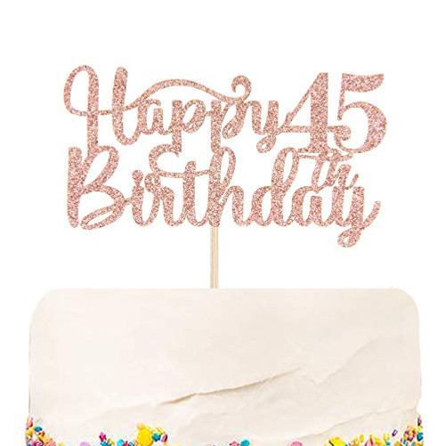 Halodete Glitter Happy 45th Birthday Cake Topper - 45th Birthday Anniversary Party Supplies - Cheers to 45 Years Party Decoration Rose Gold Halodete Glitter Happy 45th Birthday Cake Topper - 45th Birthday Anniversary Party Supplies - Cheers to 45 Years Party Decoration Rose Gold