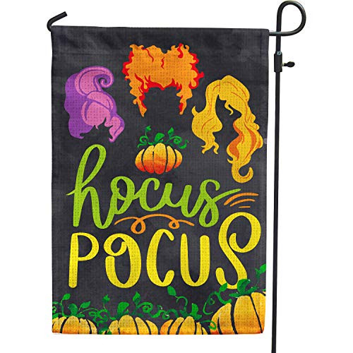 SHELLBOBO Hocus Pocus Halloween Decoration Garden Flag Double Sided Burlap Flag 12.5 inch x 18 inch Yard  and  Ourdoor Flag