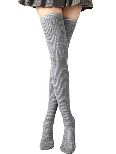 Over Knee Socks Thigh High Socks Knit Thigh High Socks Long Boot Stockings  Light Grey