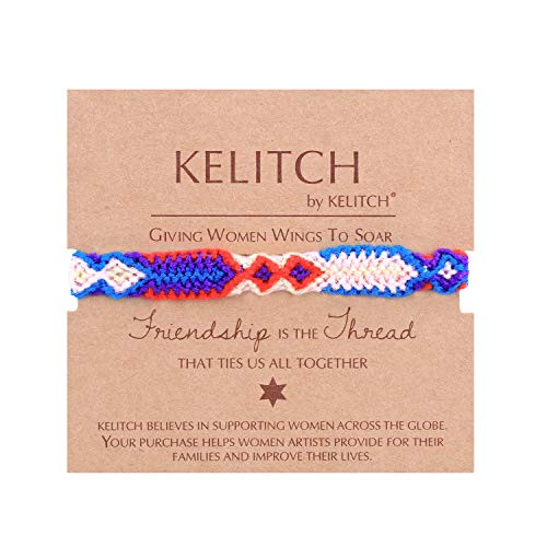 KELITCH Friendship Strand Bracelet for Women Jewelry Woven Braided Handmade Wrap Link Cuff Bracelet Adjustable Fashion Gift