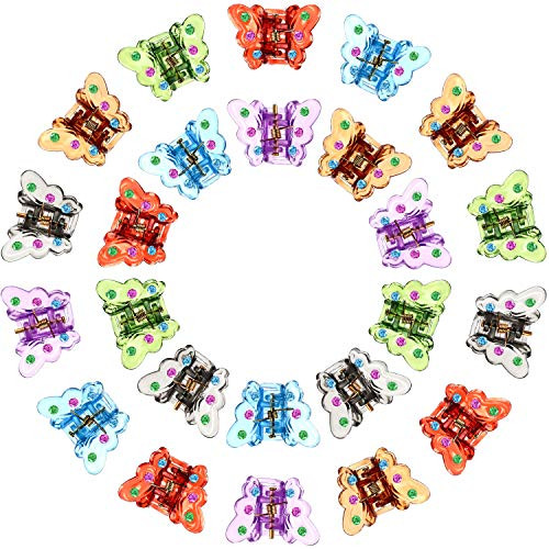 24 Pieces Mini Butterfly Hair Clips Butterfly Hair Claw Clips Colorful No-slip Claw Jaw Hair Clip Clamp for Girls Ladies Women Hair Accessories  Trendy Pattern
