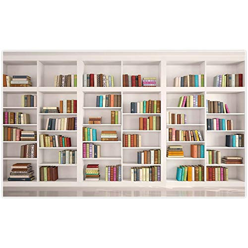 Allenjoy 5x3ft Bookshelf Backdrop Modern School Library Office Bookcase Photography Background for Online Class Graduation Decor Banner Teachers Students Portrait Photoshoot Studio Booth Props