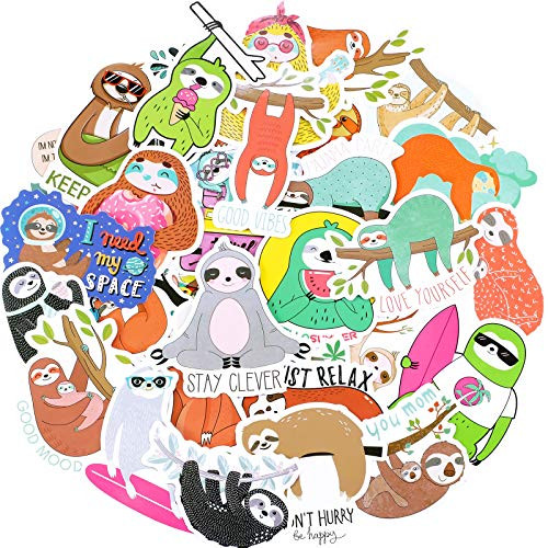 100 Pieces Sloth Stickers for Water Bottles Waterproof Cute Vinyl Stickers Sloth Laptop Stickers Sloth Decals Cartoon Animal Decorative Stickers for Computer Luggage Refrigerator Guitar DIY Craft