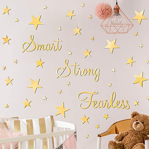 Mirror Wall Decor Stickers Removable Star Mirror Stickers Mirror Stickers for Walls 3D Acrylic Mirror Wall Decor for Wall Home Bedroom Living Room Decoration  Gold