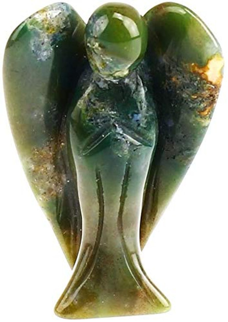 Angelstones Natural Moss Agate Gemstone Peace Angel Pocket Guardian Angel Healing Statue 2 inch Angelstones Natural Moss Agate Gemstone Peace Angel Pocket Guardian Angel Healing Statue 2 inch