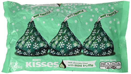 Holiday Hersheys Kisses Dark Chocolate with Mint Truffle 10-Ounce Bag