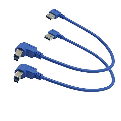 MMNNE 2Pack USB 3.0 90 Degree Angled Printer Scanner Cable USB 3.0 Right Angle Type A Male to Right Angle Type B Male Cable 30CM