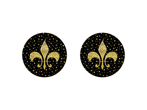 Black Gold Fleur De Lis Car Coasters Neoprene  Set of 2