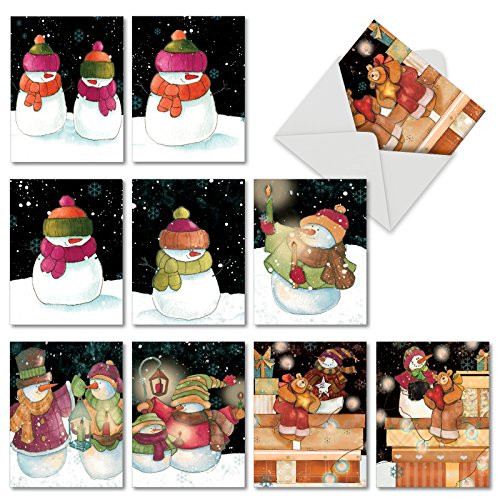 M6657SGB SNOW PALS: 10 Assorted Blank Note Cards: 10 Assorted Blank Christmas Cards With Envelopes.