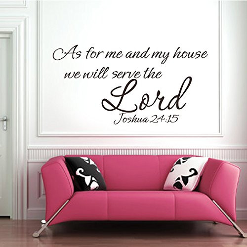 DigTour WallArt Bible Wall Decal As for Me and My House we Will Serve The Lord Joshua 2415 Vinyl Wall Stickers  LargeBlack