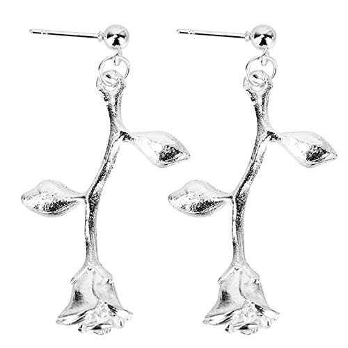 Holibanna 1 Pair Rose Flower Earrings Rose Drop Dangle Earrings Holiday Ear Jewelry Gifts Christmas Xmas Party Favor Silver Holibanna 1 Pair Rose Flower Earrings Rose Drop Dangle Earrings Holiday Ear Jewelry Gifts Christmas Xmas Party Favor Silver
