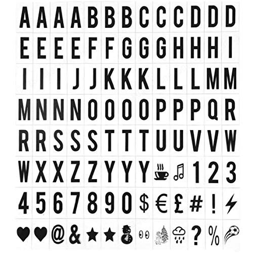 Agger 104pcs Cinematic Lightbox Message Board Replacement Letters Signs Numbers Symbols for A4 Light Up Letter Box 65.4x35mmBlack