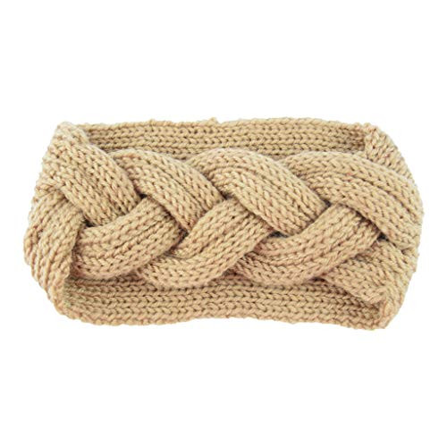 ousifanersty Women Girl Criss Cross Cable Knitted Headband Winter Thicken Solid Color Wide Hairband Crochet Braided Elastic Turban Ear Warmer