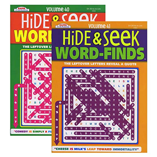 Kappa Hide  and  Seek Word Finds Puzzle Book 2 Titles Word Search Find Words Books for Adults Teens Training Learning with Game 2-Pack