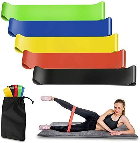 Bligli Resistance Loops Exercise Bands Exceptional 5 Levels Band Loop Set for Exercise Fitness Workout Legs Yoga Pilates Strength Training  and  Physical Therapy