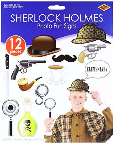 Beistle 52186 24 Piece Sherlock Holmes Photo Fun Signs, 5.75"-12.5", Multicolor