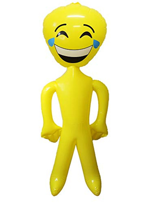 Large Inflatable Aliens for Party Decorations Theme Events Props - Bright Yellow Inflatable Emoji Aliens 63 Inches  1 Laughing Tears