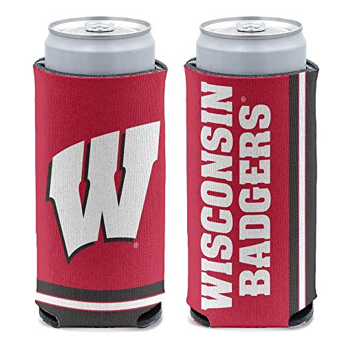 NCAA Wisconsin Badgers Slim Can Cooler Team Colors One Size