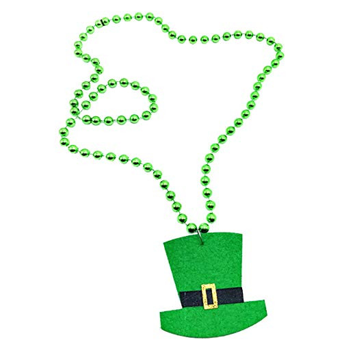 Rickitrty St Patricks Day Shamrock Necklace Beads Hat Pendant for Irish Party Supplies St Patricks Decoration Necklace