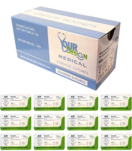 Your Design Medical Suture Thread with Needle (pkg. of 12) - for Practicing Suturing Doctors, Medical Students, Veterinarians, and Nurses | Lifetime