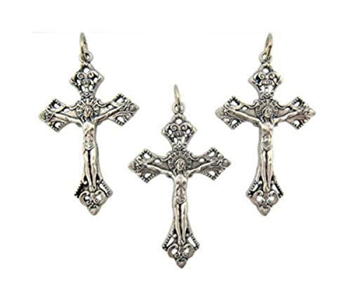 CB Lot of 3 Made in Italy Catholic Keepsake Gift or Rosary Part Silver Tone Tone Metal 1 1 2 Inch Jesus Christ INRI Cross Crucifix Pendant Charm CB Lot of 3 Made in Italy Catholic Keepsake Gift or Rosary Part Silver Tone Tone Metal 1 1 2 Inch Jesus Christ INRI Cross Crucifix Pendant Charm