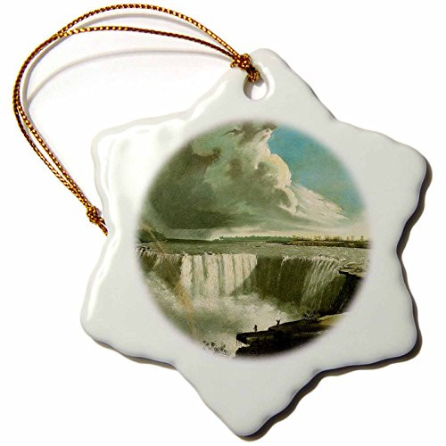3dRose orn_126873_1 Niagara Falls from Table Rock by John Vanderlyn American Art Snowflake Porcelain Ornament, 3-Inch