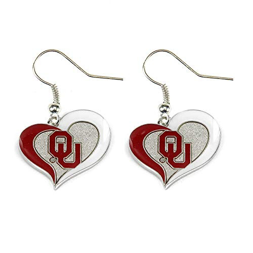 Aminco NCAA Oklahoma Sooners Swirl Heart Earrings Aminco NCAA Oklahoma Sooners Swirl Heart Earrings
