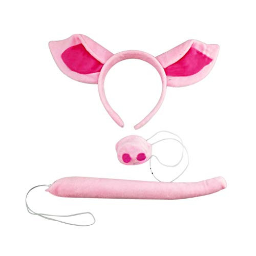 Toyvian 3PCS Set Kids Animal Costume Set Pig Ears Headband Nose and Tail Set Cosplay Props  Pink