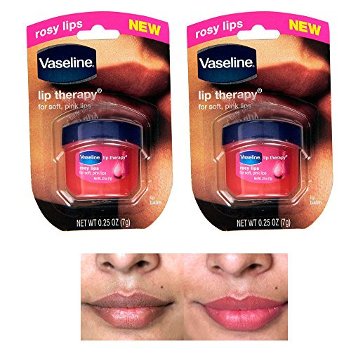 2 Vaseline Therapy Lip Balm 0.25 Oz Rosy Flavor Petroleum Jelly Mini Jar Lipbalm