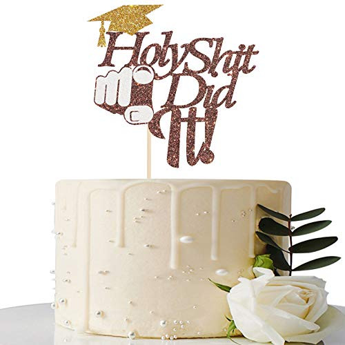 Brown Glitter You Did It Cake Topper - Funny Graduation Cake Topper - 2021 Graduation Party Decorations Supplies - Congrats Grad Party Supplies