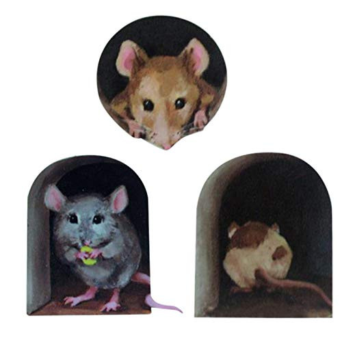 Mouse Decals Mouse Hole Decal Mouse Hole Wall Decals Mouse Hole Wall StickerDecal Wall Stickers for Indoor Outdoor Unique Decorations Miniature Pretend Animals Hilarious Gift  3 PC