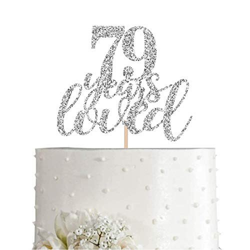 79 Silver Glitter Happy 79th Birthday Cake Topper Cheers to 79 Years Party Decorations Supplies cake topper