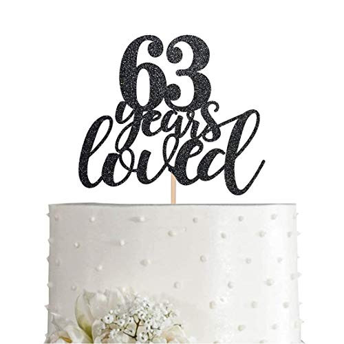 63 Black Glitter Happy 63rd Birthday Cake Topper Cheers to 63 Years Party Cake Topper Decorations Supplies