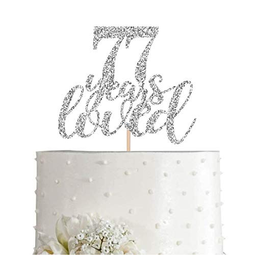 77 Silver Glitter Happy 77th Birthday Cake Topper Cheers to 77 Years Party Decorations Supplies cake topper