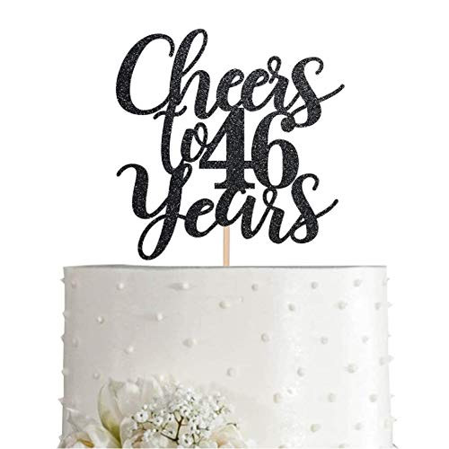 46 Black Glitter Happy 46th Birthday Cake Topper Cheers to 46 Years Party Cake Topper Decorations Supplies