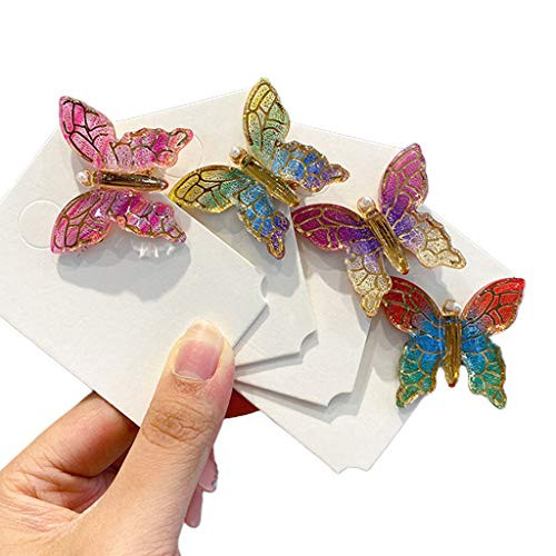 POPOLING 4Pcs Fashion Retro Colorful Butterfly Hairpin Side Bangs Hair Clip Barrette Girls Headwear Accessories