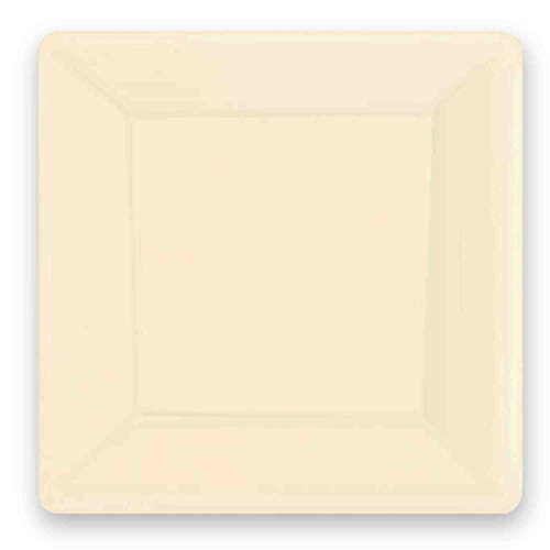 Vanilla Crème Square Paper Plates   7 inch   Pack of 20   Party Supply