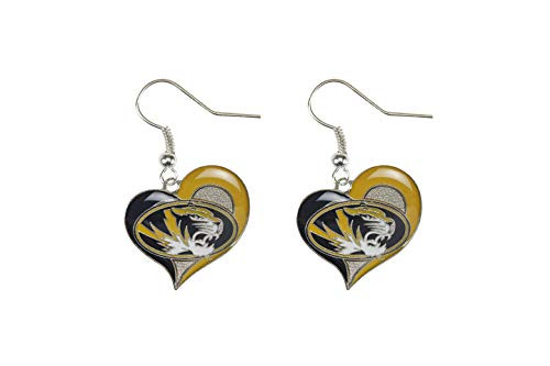 Aminco NCAA Missouri Tigers Swirl Heart Earrings