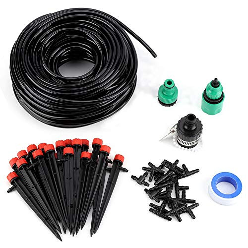 Automatic Garden Irrigation System Watering Drip Kit Irrigation Equipment Set for Garden Greenhouse Patio Lawn with 82FT  25M Hose Black