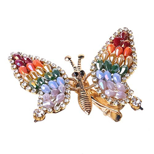 POPOLING Female Girls Jewelry Hair Clips Glitter Rhinestone Metal Butterfly Side Bangs Hairpins Colorful Crystal Beaded Luxury Duckbill Barrettes