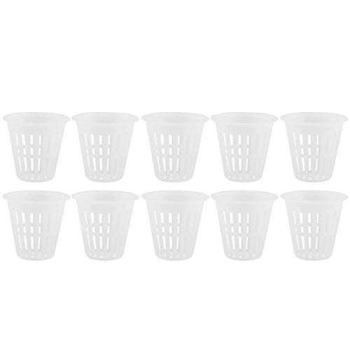 10pcs Set Hydroponic Basket Net Cups Slotted Mesh Garden Plastic Hydroponics Cup Pots Basket Plant Nursery Pots for Garden Balcony Planting White